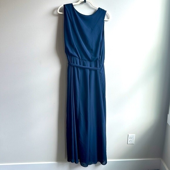 One Market Navy Wrap Maxi Dress Sheer from Knee Down Size 12 - Picture 5 of 5